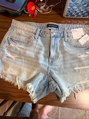 Aeropostale Light Wash Distressed Denim Cutoff Shorts